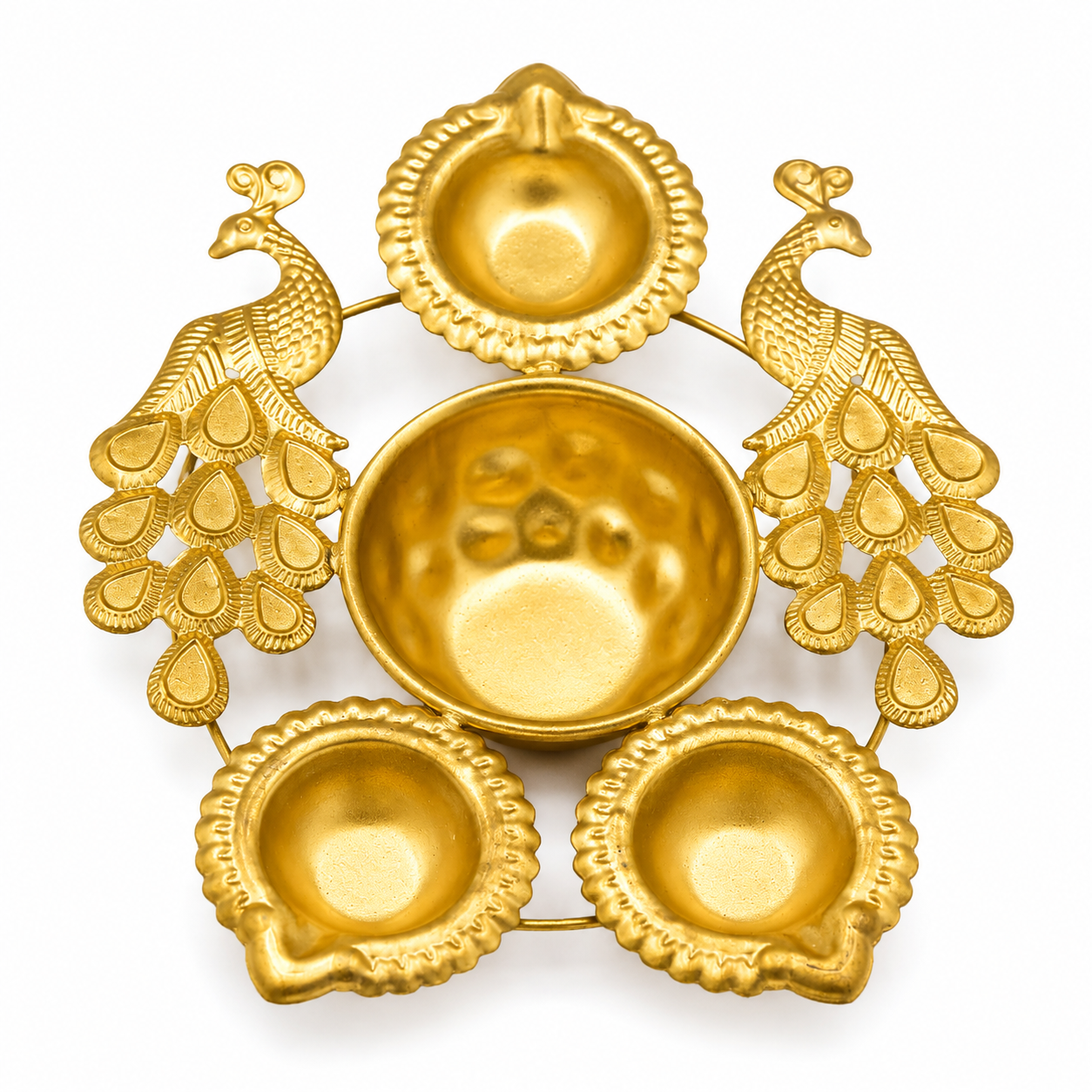 Brass coated peacock diya