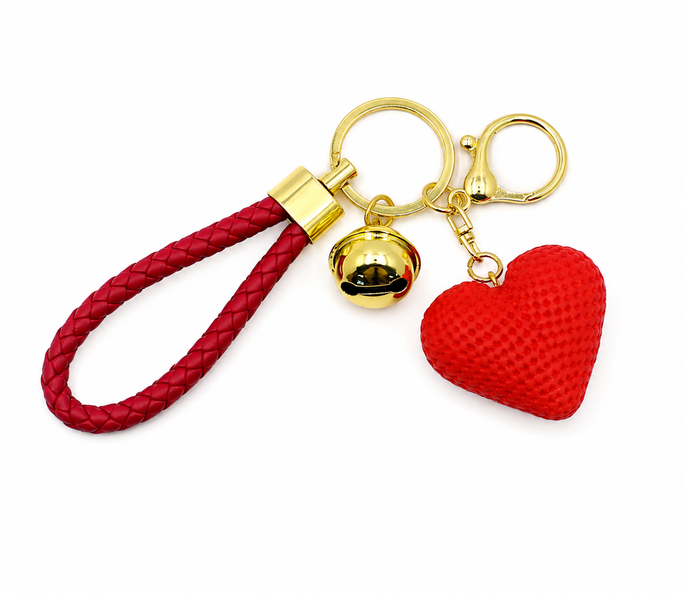 Fancy 3D heart keychain with rope